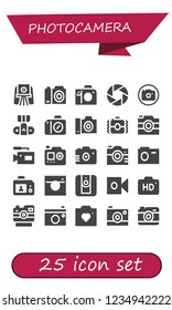 Vector icons pack of 25 filled photocamera icons. Simple modern icons about  - Camera