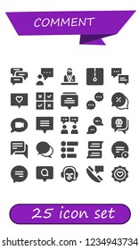 Vector icons pack of 25 filled comment icons. Simple modern icons about  - Comments, Blogger, Commentator, Chat, Feedback, Comment, Favorite