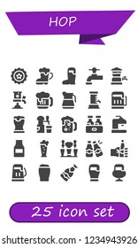 Vector icons pack of 25 filled hop icons. Simple modern icons about  - Beer cap, Beer, Beer tap, Beer bottle, Beers, Oktoberfest