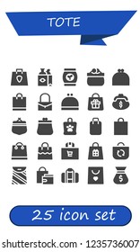 Vector icons pack of 25 filled tote icons. Simple modern icons about  - Shopping bag, Bag, Purse