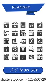 Vector icons pack of 25 filled planner icons. Simple modern icons about  - Calendar, List, Date