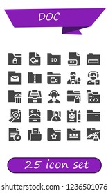 Vector icons pack of 25 filled doc icons. Simple modern icons about  - Folder, Report, Xls, Reporter, Jpg