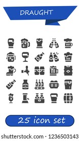 Vector icons pack of 25 filled draught icons. Simple modern icons about  - Beer, Beers