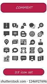 Vector icons pack of 25 filled comment icons. Simple modern icons about  - Chat, Favorites, Blogger, Favorite, Pop up, Followers