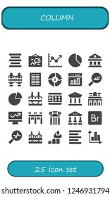 Vector icons pack of 25 filled column icons. Simple modern icons about  - Center alignment, Chart, Line chart, Courthouse, Bridge, Columns, Graph, Statistics, Museum, Column, Stats