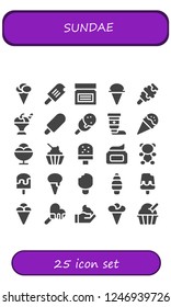 Vector icons pack of 25 filled sundae icons. Simple modern icons about  - Ice cream, Cream, Gummy bear