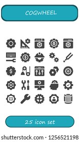Vector icons pack of 25 filled cogwheel icons. Simple modern icons about  - Gear, Settings, Setting, Configuration, Cogwheel, Tuning, Pulley
