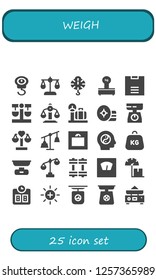 Vector icons pack of 25 filled weigh icons. Simple modern icons about  - Scale, Balance, Scales, Weight, Weights