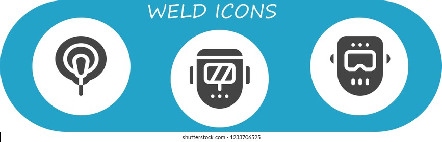Vector icons pack of 3 filled weld icons. Simple modern icons about  - Electrode, Welder
