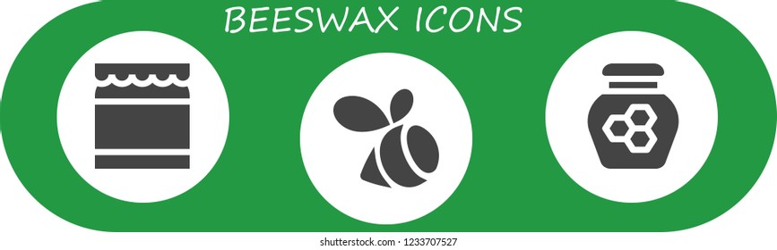 Vector icons pack of 3 filled beeswax icons. Simple modern icons about  - Honey, Swarm