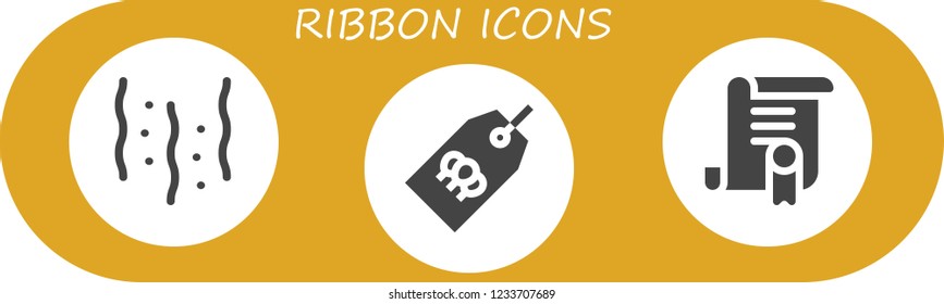 Vector icons pack of 3 filled ribbon icons. Simple modern icons about  - Confetti, Tag, Certificate