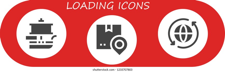 Vector icons pack of 3 filled loading icons. Simple modern icons about  - Ship, Shipping, Sync