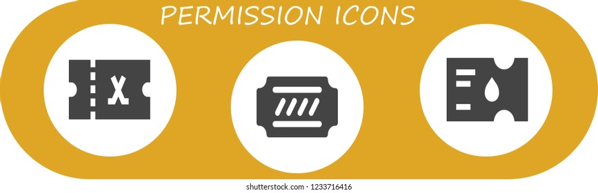 Vector icons pack of 3 filled permission icons. Simple modern icons about  - Ticket