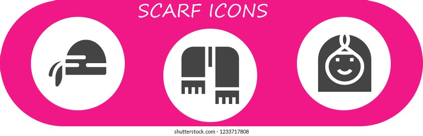 Vector icons pack of 3 filled scarf icons. Simple modern icons about  - Pirate scarf, Scarf, Arab woman