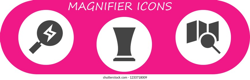 Vector icons pack of 3 filled magnifier icons. Simple modern icons about  - Search, Glass