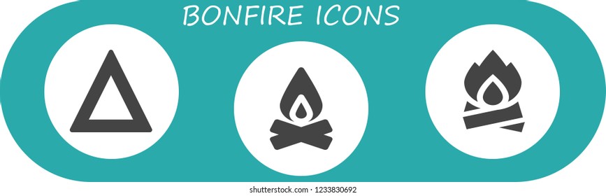 Vector icons pack of 3 filled bonfire icons. Simple modern icons about  - Fire, Campfire, Bonfire