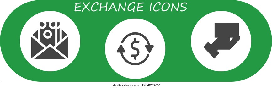 Vector icons pack of 3 filled exchange icons. Simple modern icons about  - Money, Currency exchange, Payment method