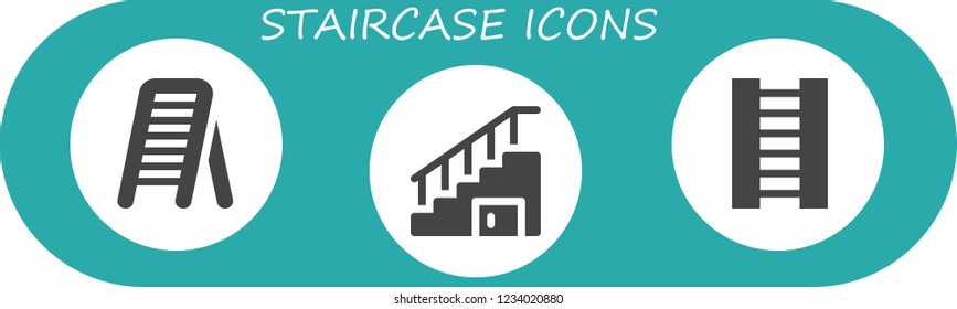 Vector icons pack of 3 filled staircase icons. Simple modern icons about  - Ladder, Stairs