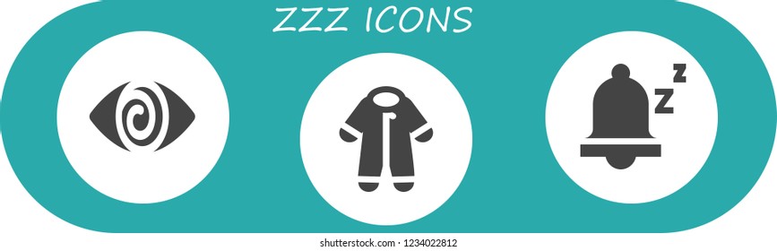 Vector icons pack of 3 filled zzz icons. Simple modern icons about  - Fatigue, Pijama, Snooze