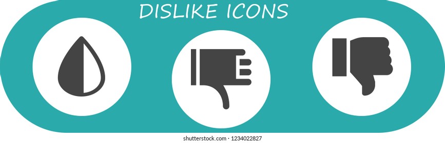 Vector icons pack of 3 filled dislike icons. Simple modern icons about  - Negative, Thumbs down, Dislike