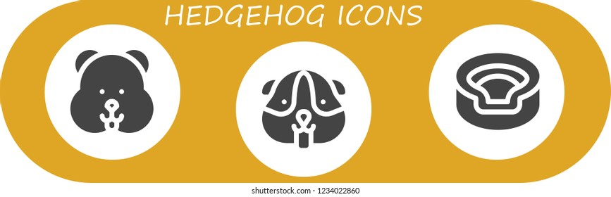 Vector icons pack of 3 filled hedgehog icons. Simple modern icons about  - Hamster, Animal