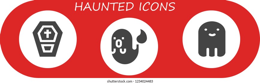 Vector icons pack of 3 filled haunted icons. Simple modern icons about  - Coffin, Ghost