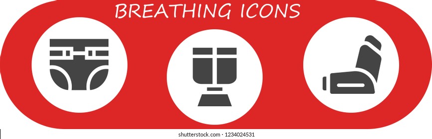 Vector icons pack of 3 filled breathing icons. Simple modern icons about  - Diapers, Oxygen mask, Inhaler