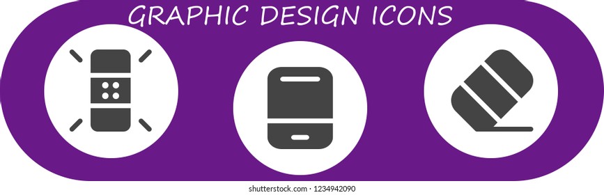Vector icons pack of 3 filled graphic design icons. Simple modern icons about  - Eraser