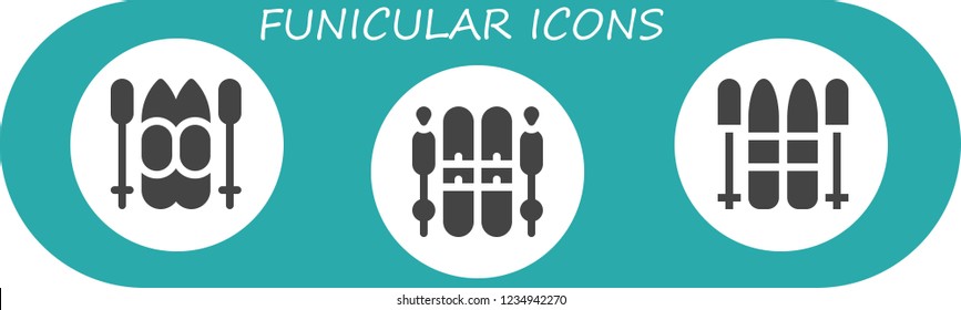 Vector icons pack of 3 filled funicular icons. Simple modern icons about  - Ski