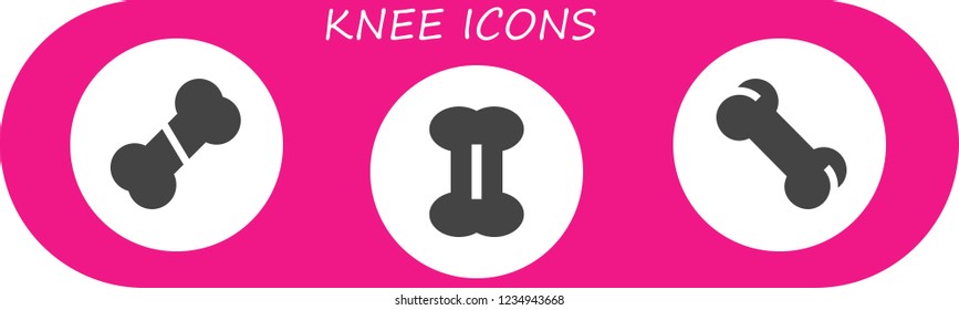 Vector icons pack of 3 filled knee icons. Simple modern icons about  - Bone