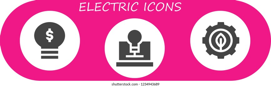 Vector icons pack of 3 filled electric icons. Simple modern icons about  - Lightbulb, Creativity, Green energy