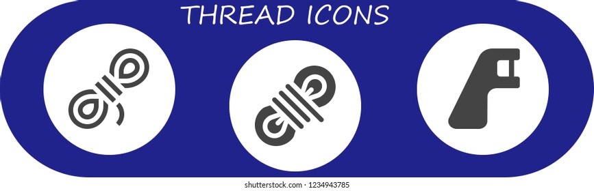 Vector icons pack of 3 filled thread icons. Simple modern icons about  - Rope, Dental floss
