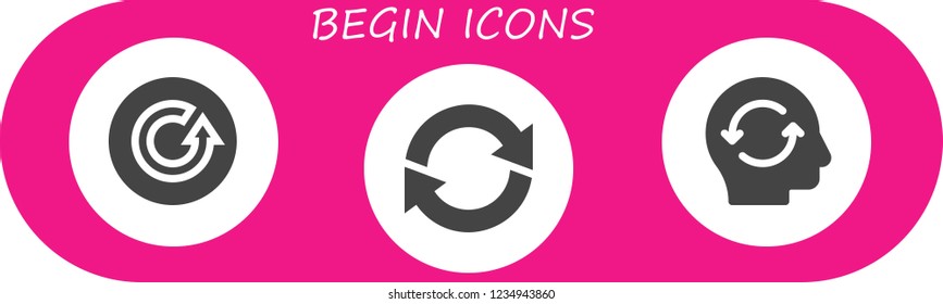 Vector icons pack of 3 filled begin icons. Simple modern icons about  - Refresh