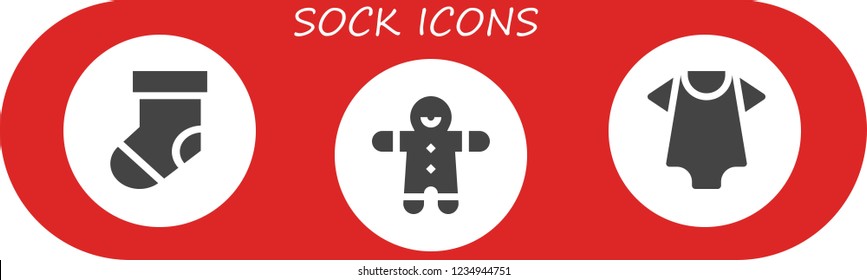 Vector icons pack of 3 filled sock icons. Simple modern icons about  - Sock, Gingerbread, Baby clothes