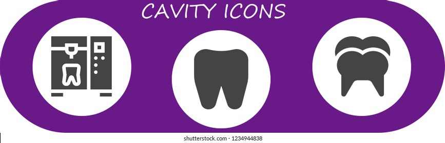 Vector icons pack of 3 filled cavity icons. Simple modern icons about  - Tooth