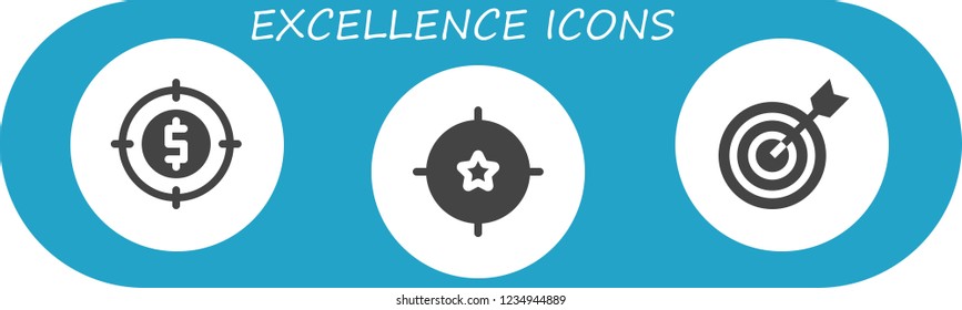 Vector icons pack of 3 filled excellence icons. Simple modern icons about  - Target