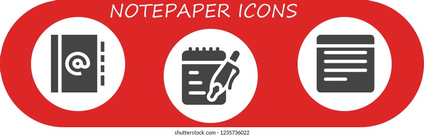 Vector icons pack of 3 filled notepaper icons. Simple modern icons about  - Agenda, Notes
