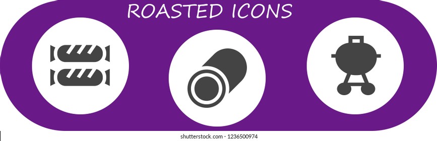 Vector icons pack of 3 filled roasted icons. Simple modern icons about  - Sausage, Marshmallow, Barbecue