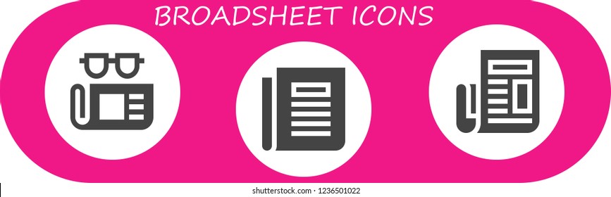Vector icons pack of 3 filled broadsheet icons. Simple modern icons about  - Newspaper