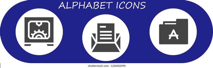 Vector icons pack of 3 filled alphabet icons. Simple modern icons about  - d, Letter, Font