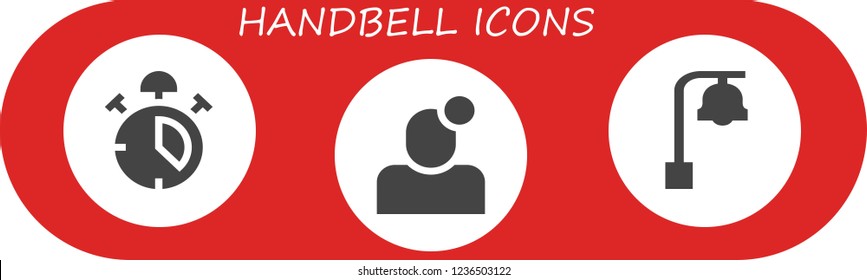 Vector icons pack of 3 filled handbell icons. Simple modern icons about  - Alarm, Notification, Bell