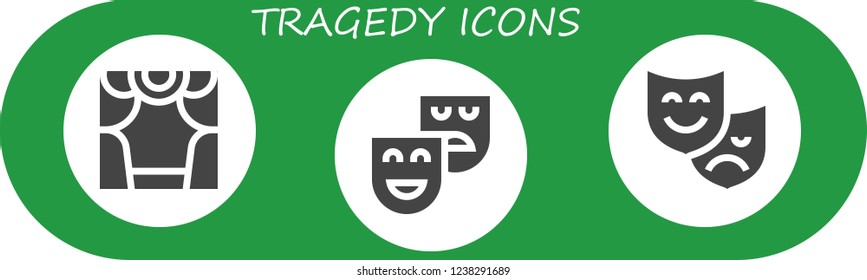 Vector icons pack of 3 filled tragedy icons. Simple modern icons about  - Theater, Theatre