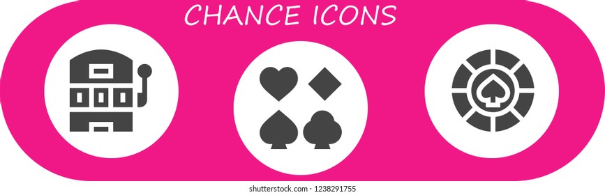 Vector icons pack of 3 filled chance icons. Simple modern icons about  - Slot machine, Poker, Casino