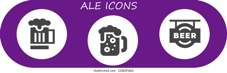 Vector icons pack of 3 filled ale icons. Simple modern icons about  - Beer