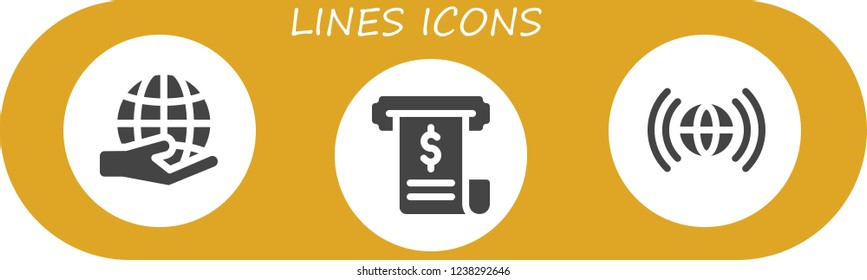Vector icons pack of 3 filled lines icons. Simple modern icons about  - Worldwide, Invoice