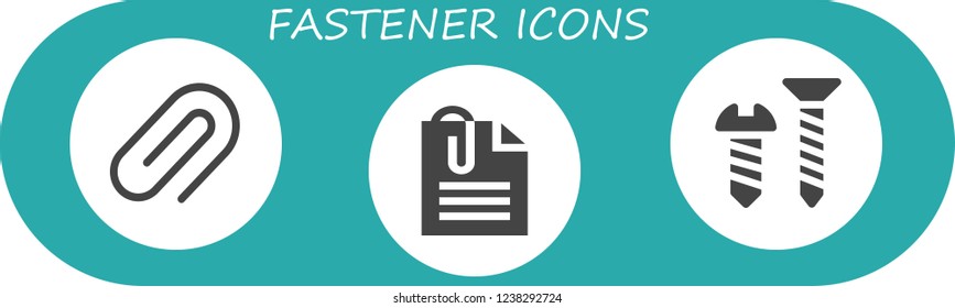 Vector icons pack of 3 filled fastener icons. Simple modern icons about  - Attachment, Paperclip, Screw