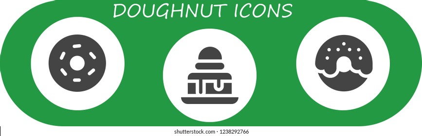 Vector icons pack of 3 filled doughnut icons. Simple modern icons about  - Doughnut, Brownie, Donut