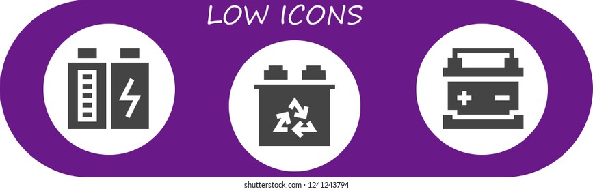 Vector icons pack of 3 filled low icons. Simple modern icons about  - Battery