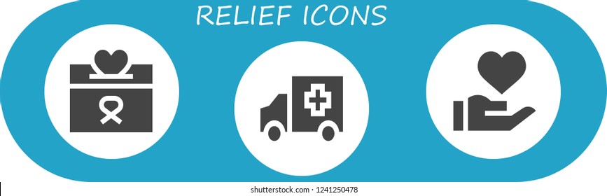 Vector icons pack of 3 filled relief icons. Simple modern icons about  - Donation, Ambulance