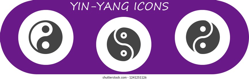 Vector icons pack of 3 filled yin-yang icons. Simple modern icons about  - Yin yang